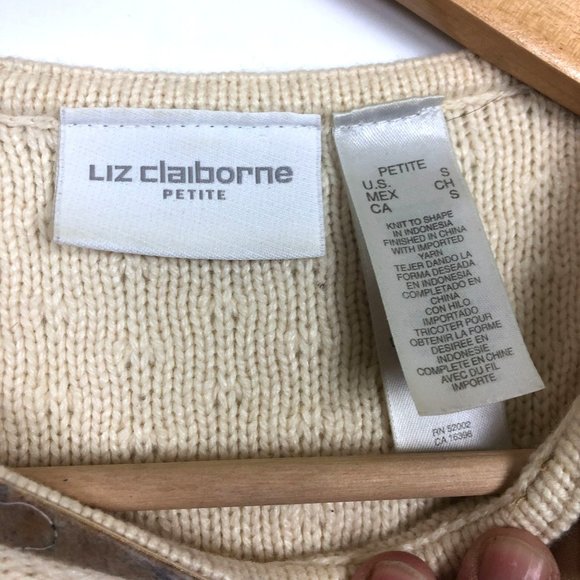 Liz Claiborne Knit Women’s Sweater Sz Petite Small Angora Blend Applique Floral - Picture 3 of 8